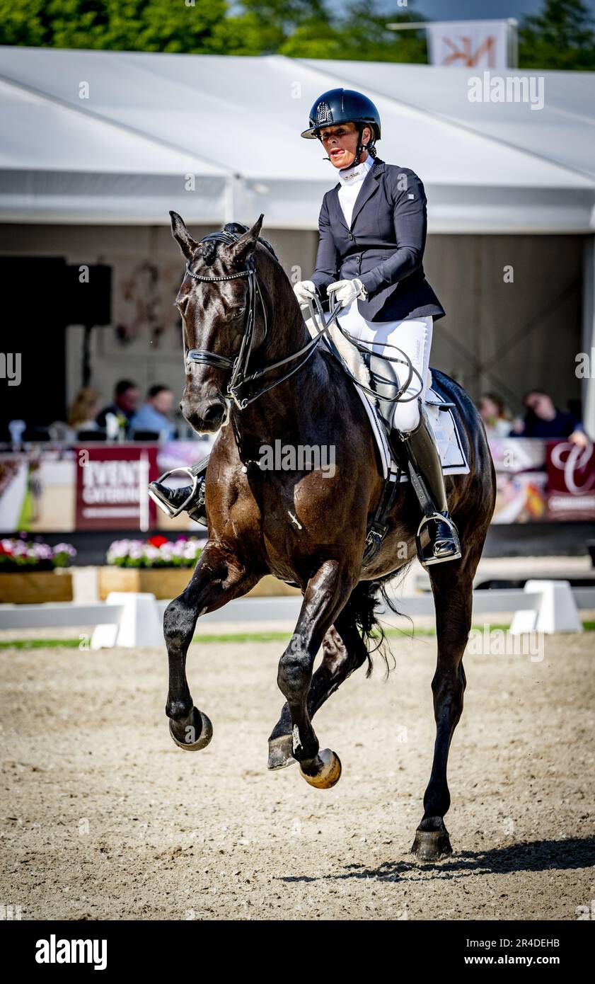 ERMELO - Margreet Prosman with Drogon in action during the ZZ-Zwaar Freestyle at the NK Dressage. ANP ROBIN UTRECHT netherlands out - belgium out Stock Photo