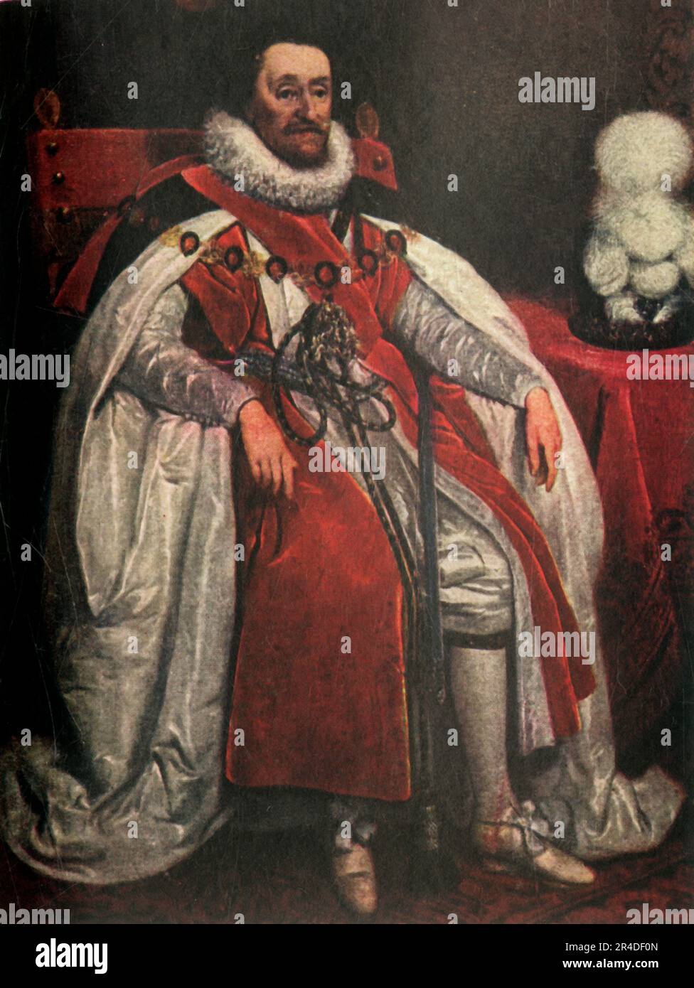 'James I', (c1911). King James I of England, James VI of Scotland. 'From a painting by Paul Van Somer. In the National Portrait Gallery'. Published in &quot;The Portrait Book of Our Kings and Queens 1066-1911&quot;, edited by T. Leman Hare. [T. C. &amp; E. C. Jack, London &amp; Edinburgh] Stock Photo