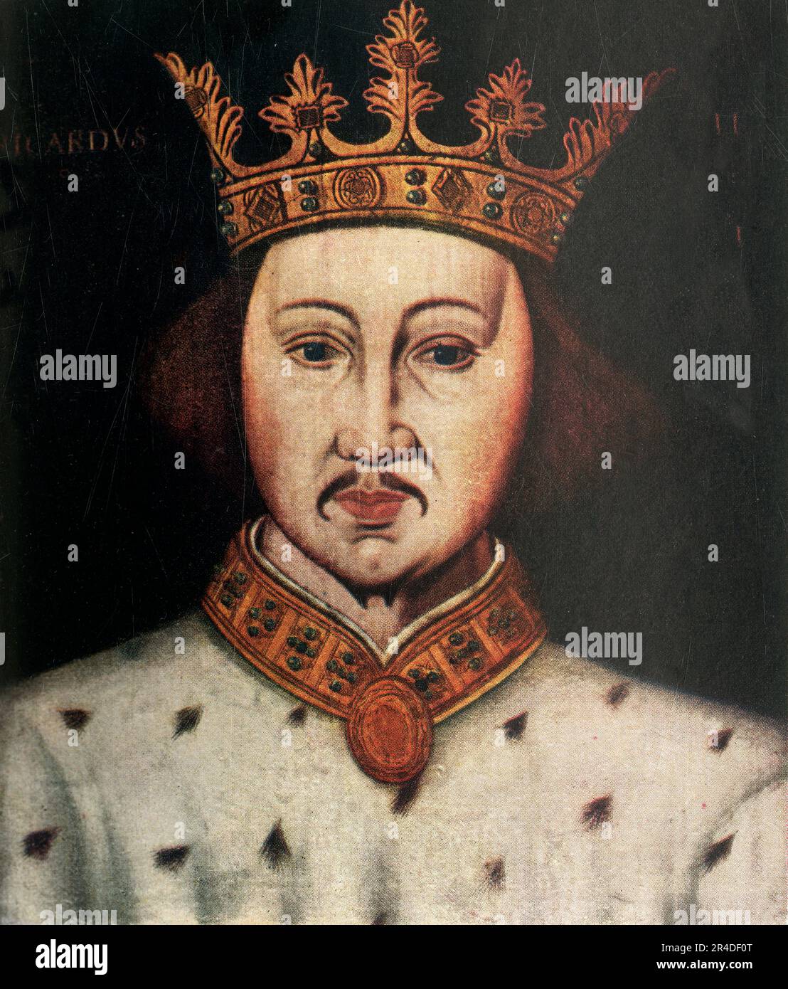 'Richard II', (c1911). King Richard II of England. 'From a painting in the National Portrait Gallery'. Published in &quot;The Portrait Book of Our Kings and Queens 1066-1911&quot;, edited by T. Leman Hare. [T. C. &amp; E. C. Jack, London &amp; Edinburgh] Stock Photo