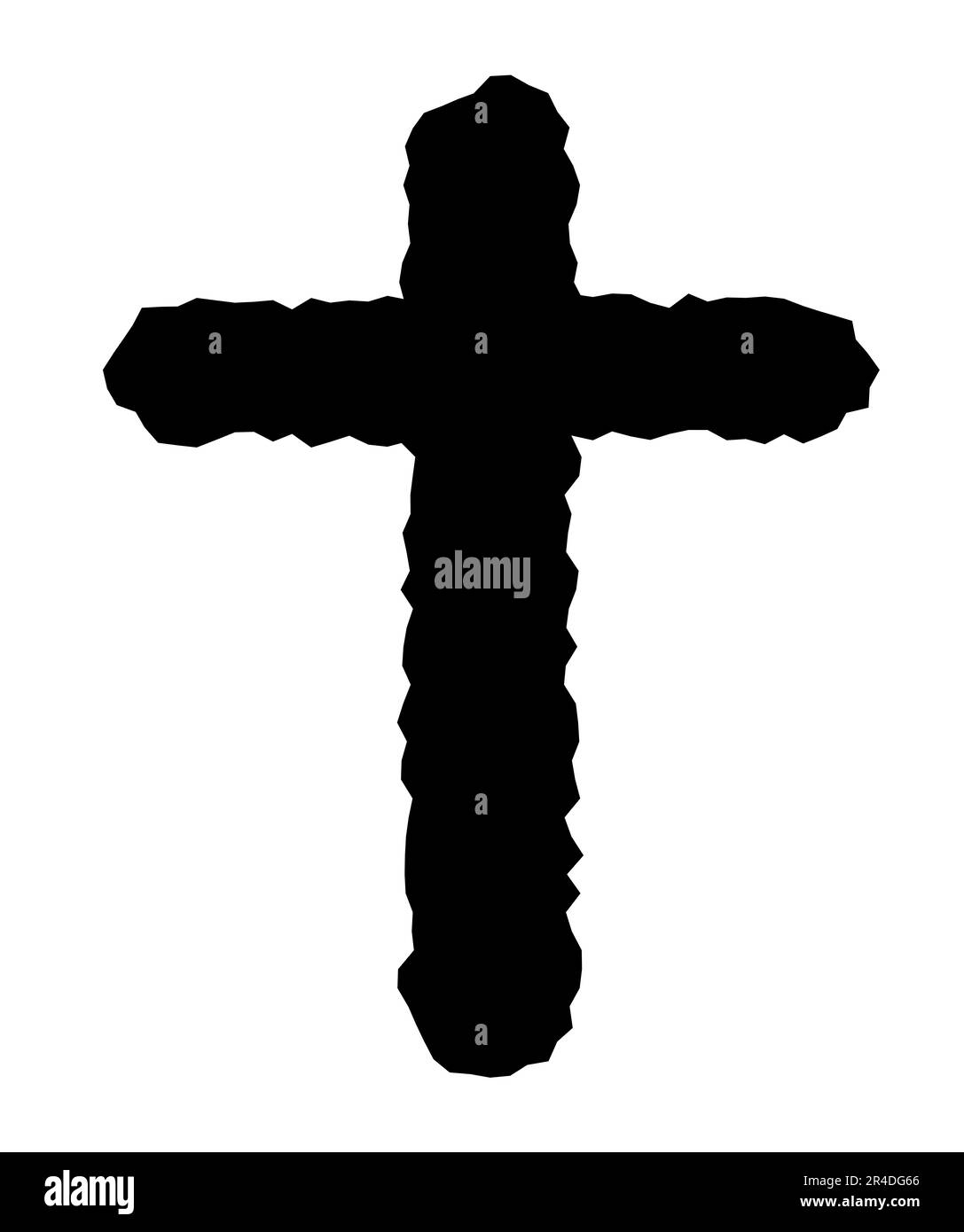 Old rugged cross in black isolation on white Stock Photo