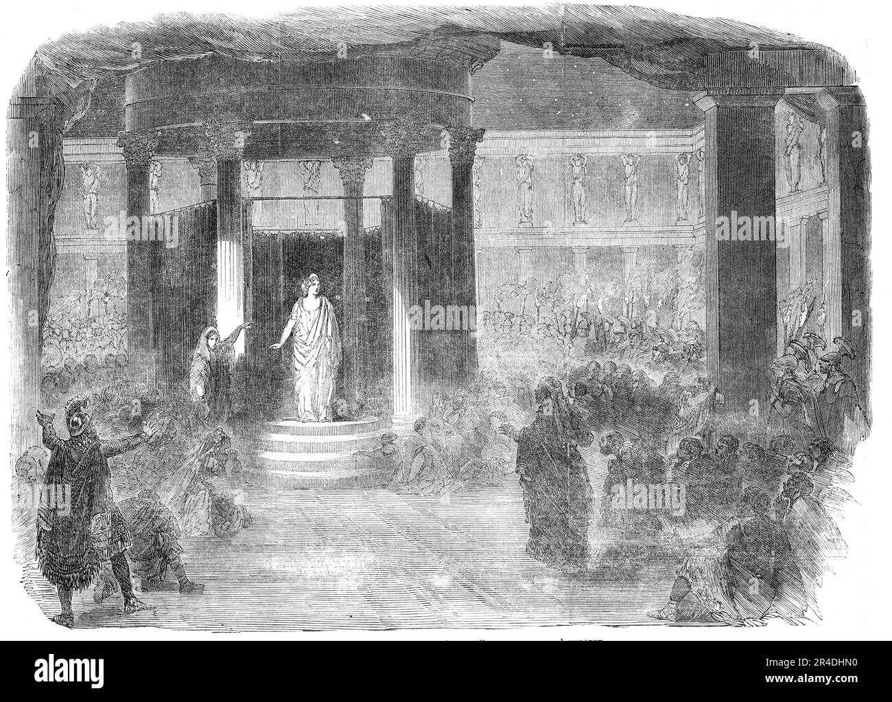 The Statue Scene from &quot;The Winter's Tale&quot;, at the Princess' Theatre, 1856. London stage production. 'The revival continues its unprecedented success, and if possible, increases in effect and attraction with every performance. The whole is now mellowed by repetition, and so much time has been gained that the play terminates before half-past eleven'. From &quot;Illustrated London News&quot;, 1856. Stock Photo