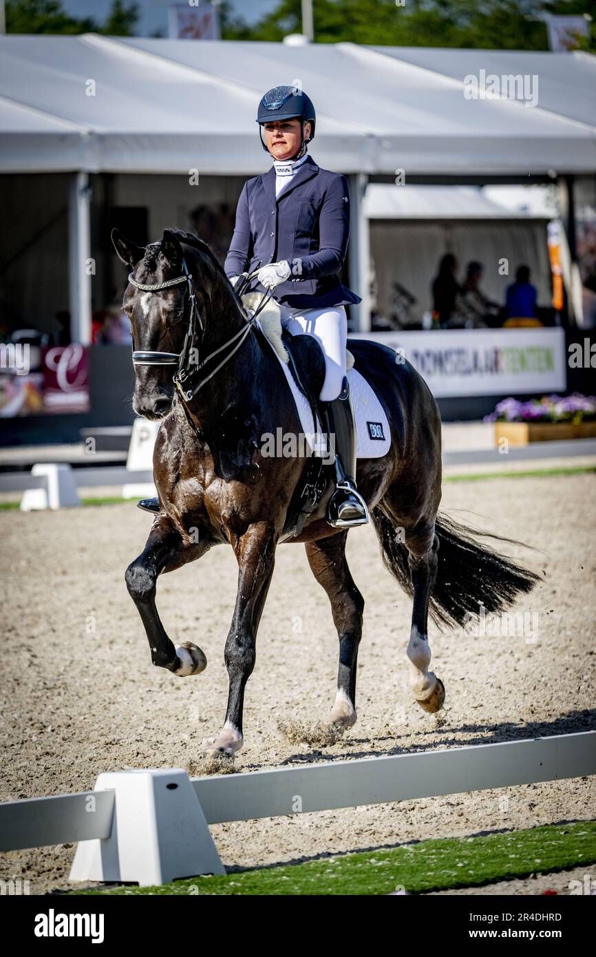ERMELO - Danielle Heijkoop with Mac Toto in action during the ZZ-Zwaar Freestyle at the NK Dressage. ANP ROBIN UTRECHT netherlands out - belgium out Stock Photo