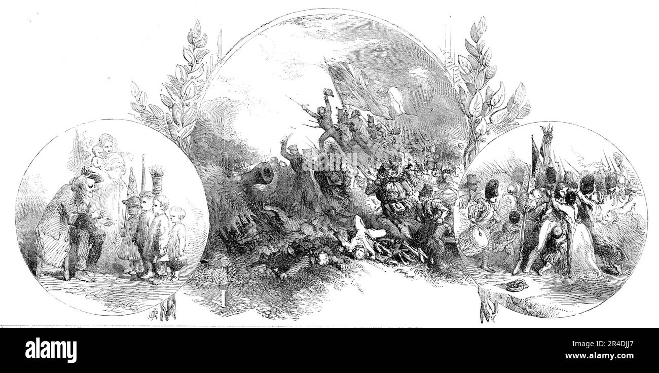 Scenes from the Crimean War, 1856. Old soldier telling children abouth