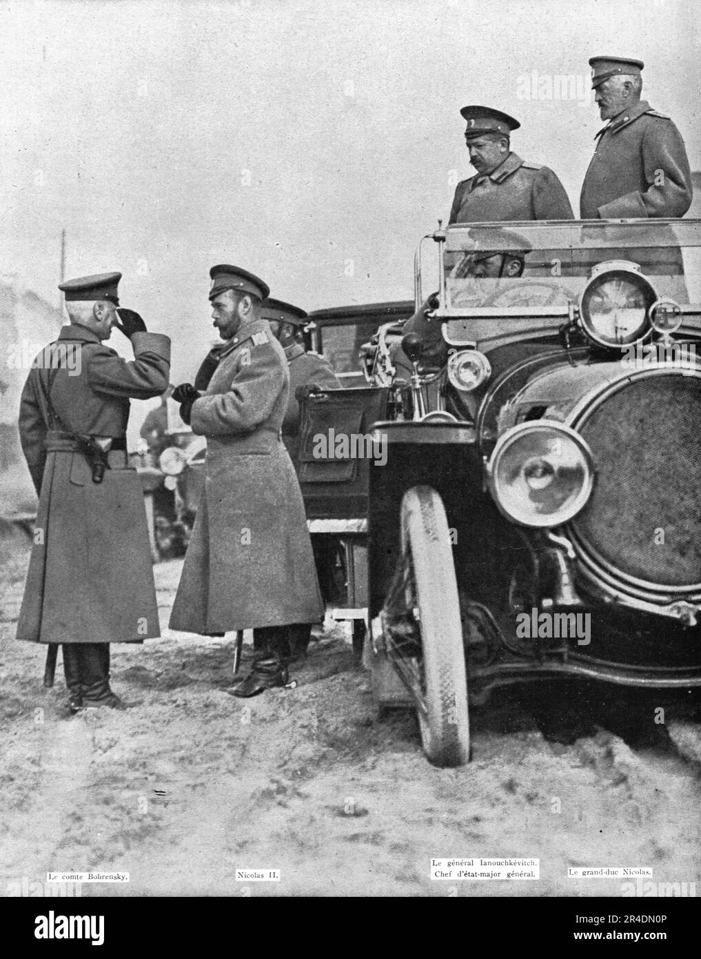 ''Les Revers Russes; une visite du Tsar a ses armees', 1915. From &quot;L'Album de la Guerre 1914-1919: Volume I&quot; [L'Illustration, Paris, 1926]. Stock Photo
