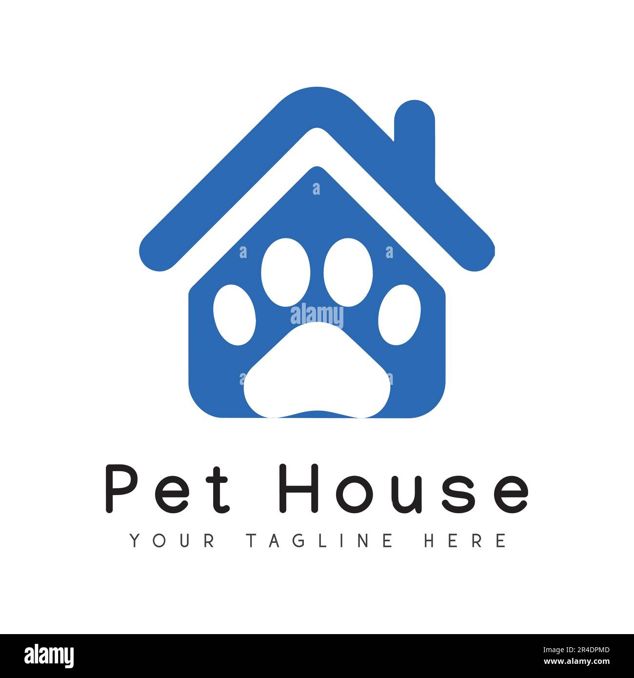 Pet House Logo Design Animal Home Paw Logotype Stock Vector