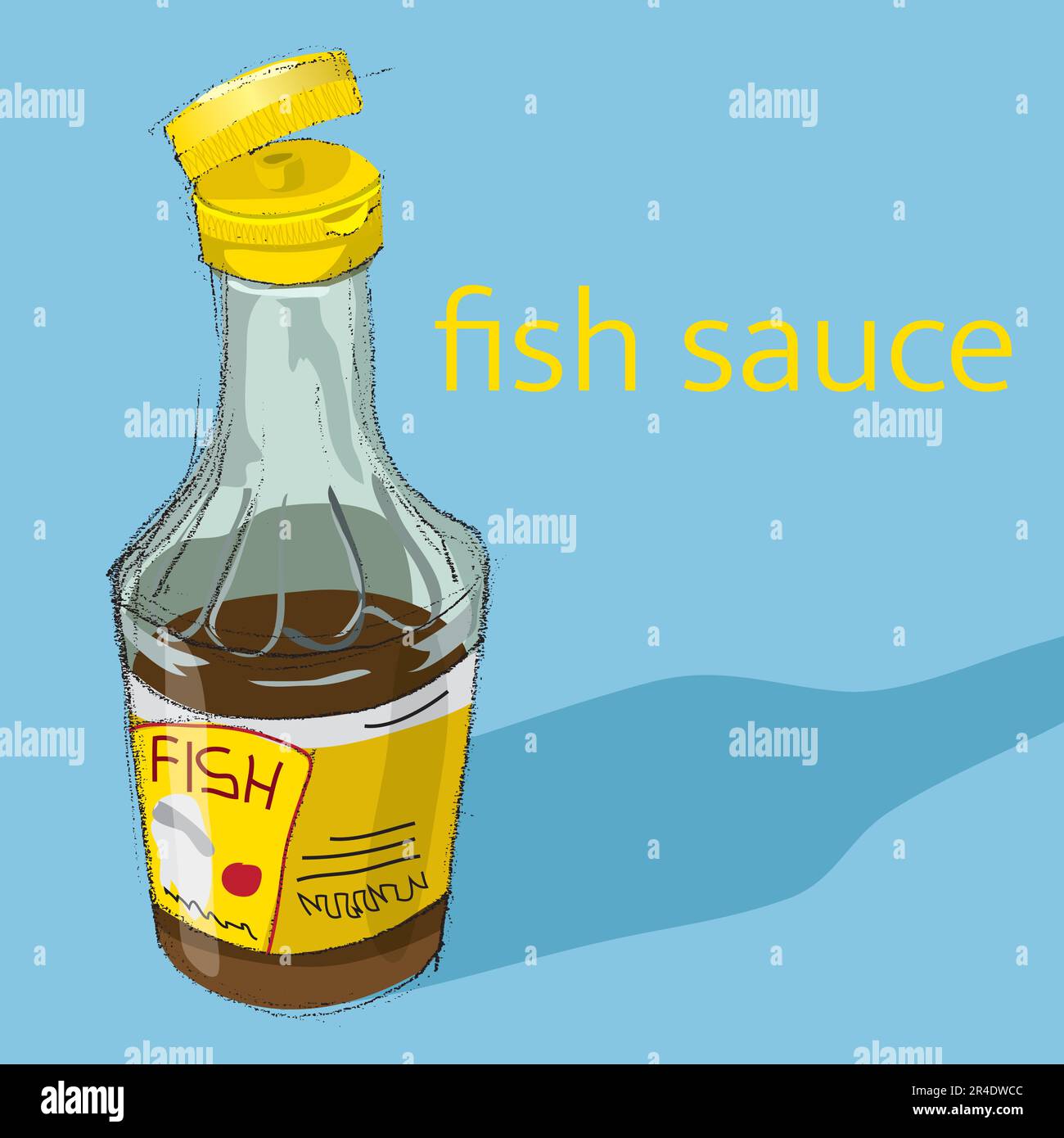 fish sauce sketch pencil style Stock Vector