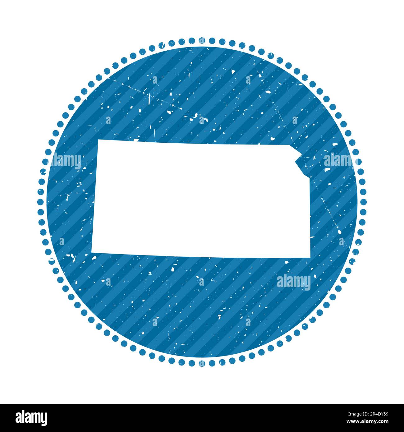 Kansas striped retro travel sticker. Badge with map of us state, vector