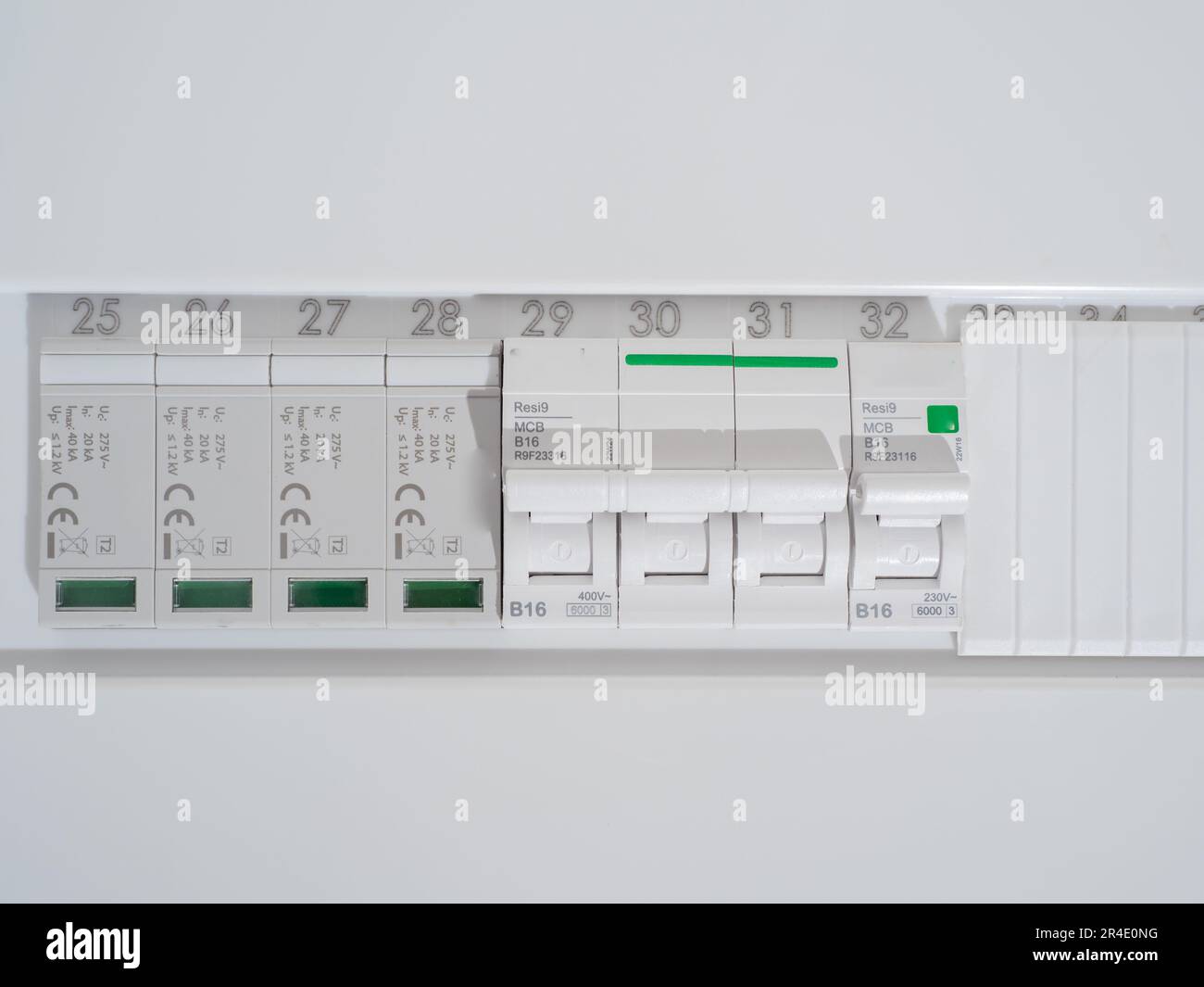 Modern electrical panel in the apartment. Electrical fuse at home Stock