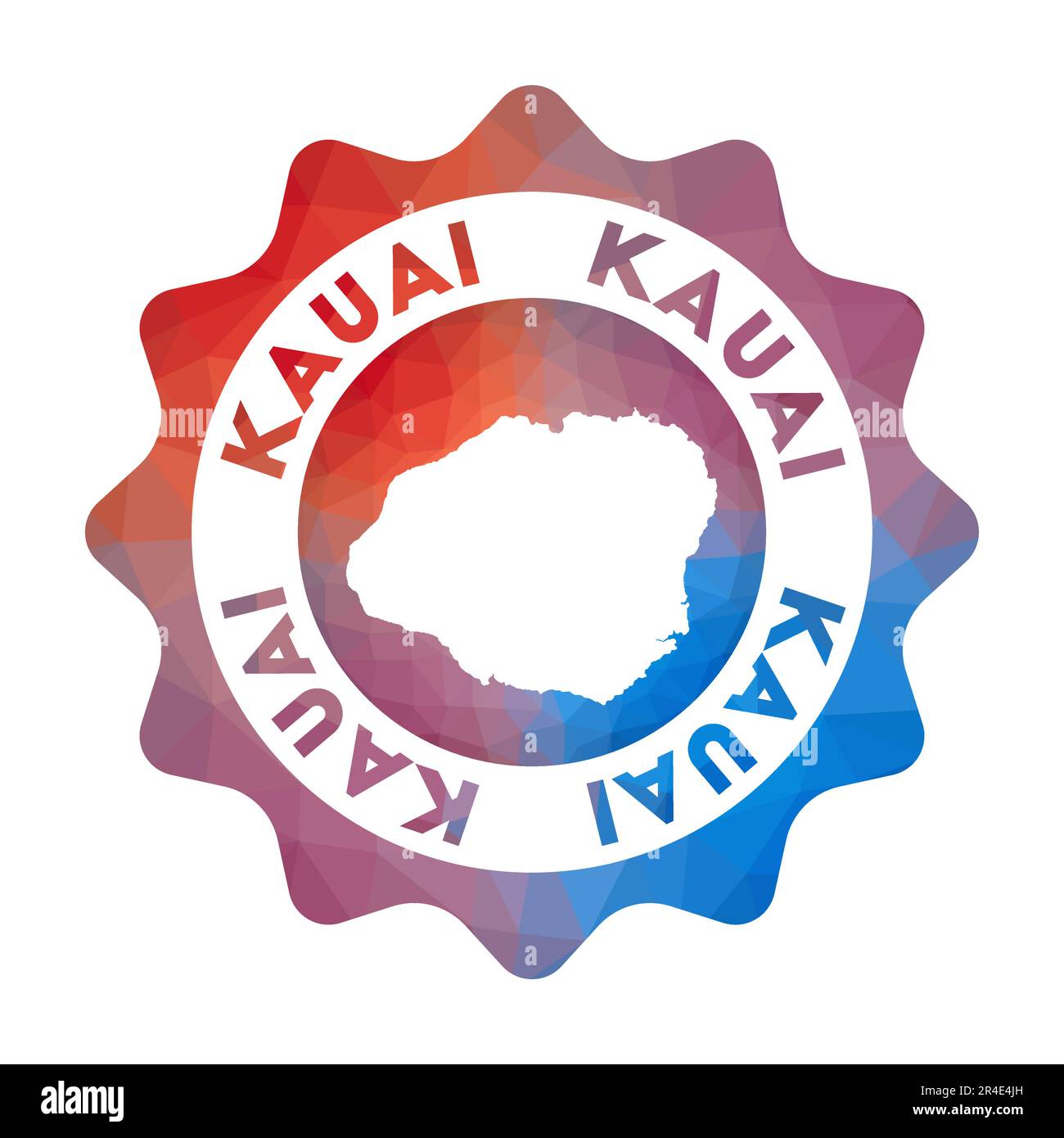 Kauai low poly logo. Colorful gradient travel logo of the island in