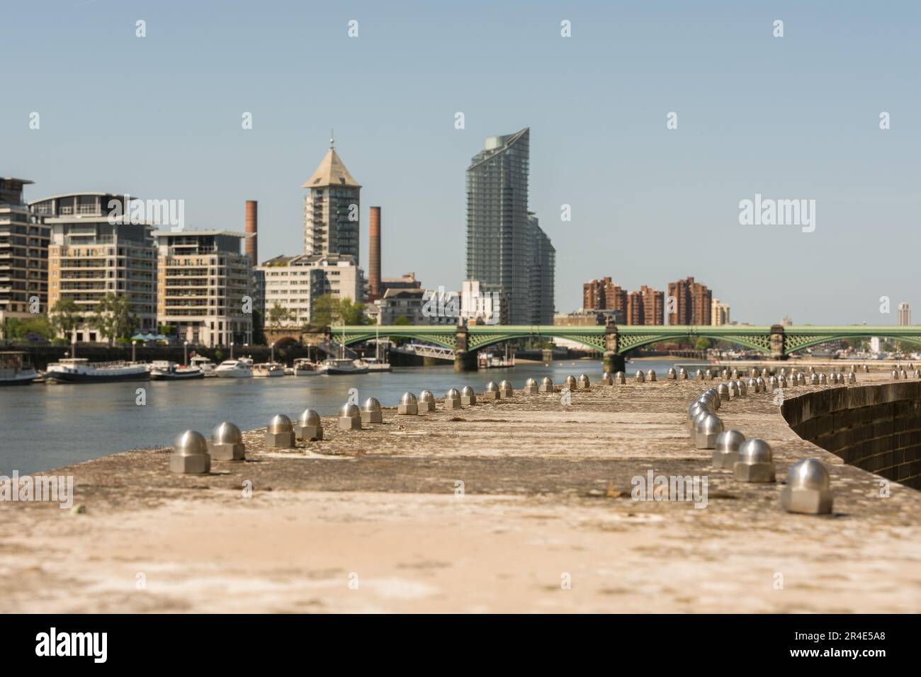 Closeup of defensive architecture on display at Crowne Plaza, Battersea, London, England, U.K. Stock Photo