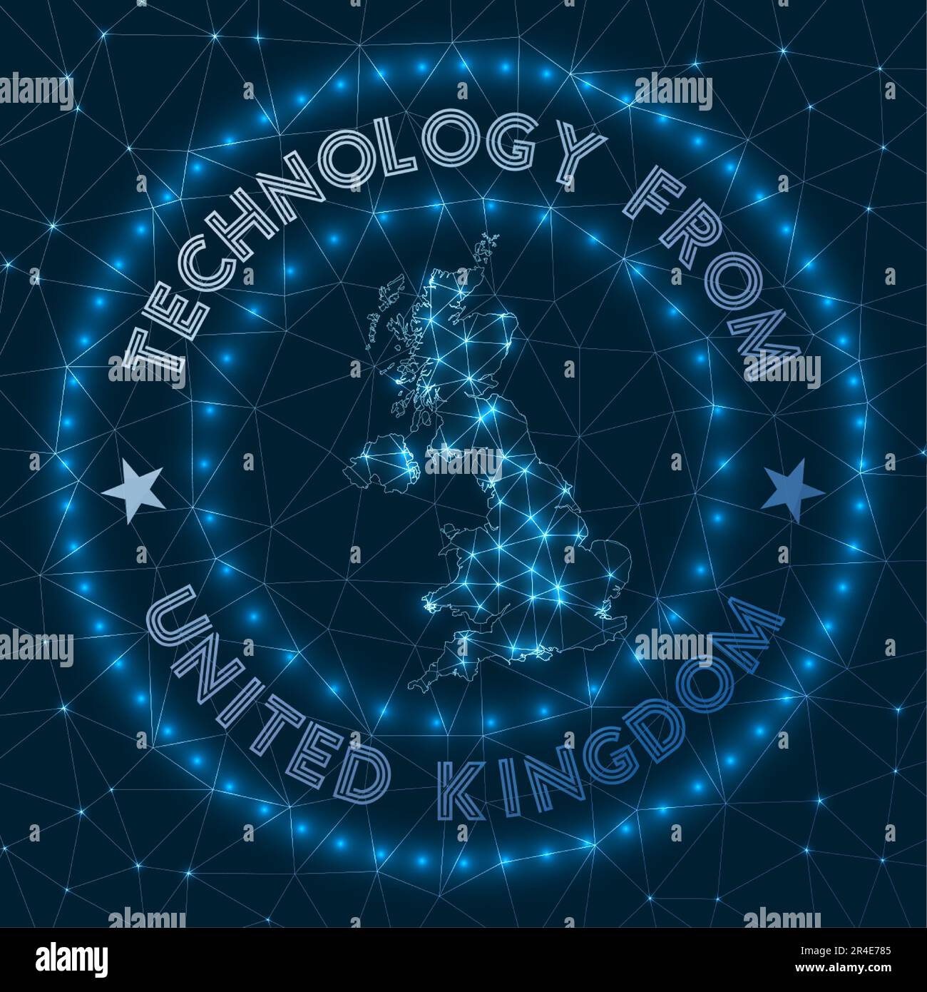 Technology From United Kingdom. Futuristic geometric badge of the