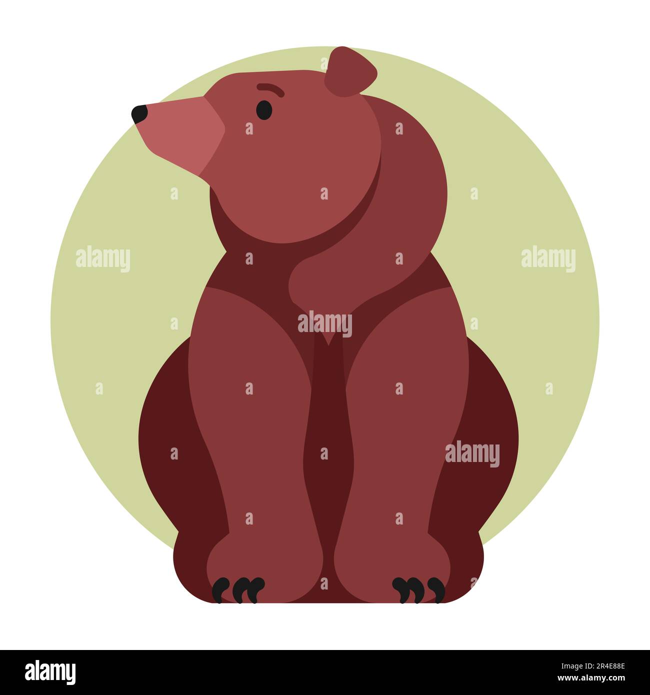 Brown bear sitting on a white background. Vector illustration in flat ...