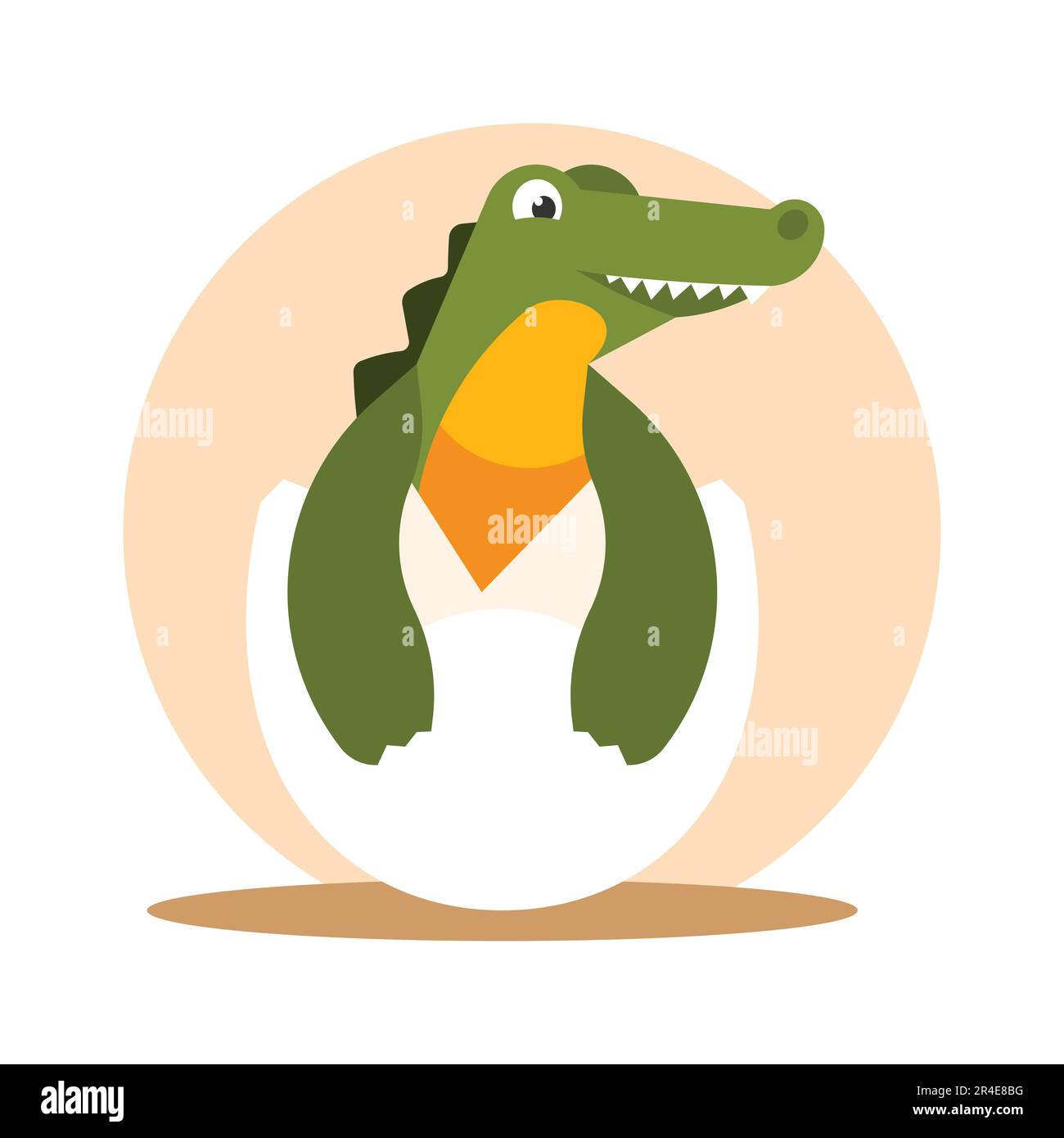 Crocodile in egg flat icon for apps and websites. Stock Vector