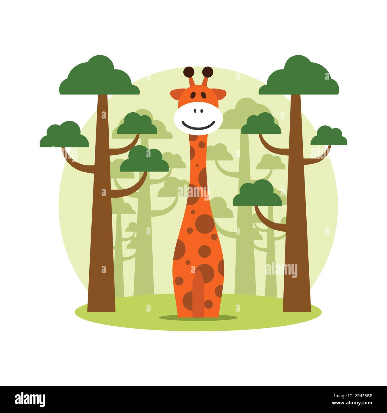 Giraffe in the forest. Vector illustration in flat style Stock Vector ...