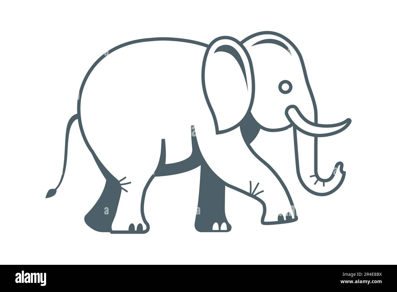 elephant black icon isolated on white background. flat vector illustration. Stock Vector