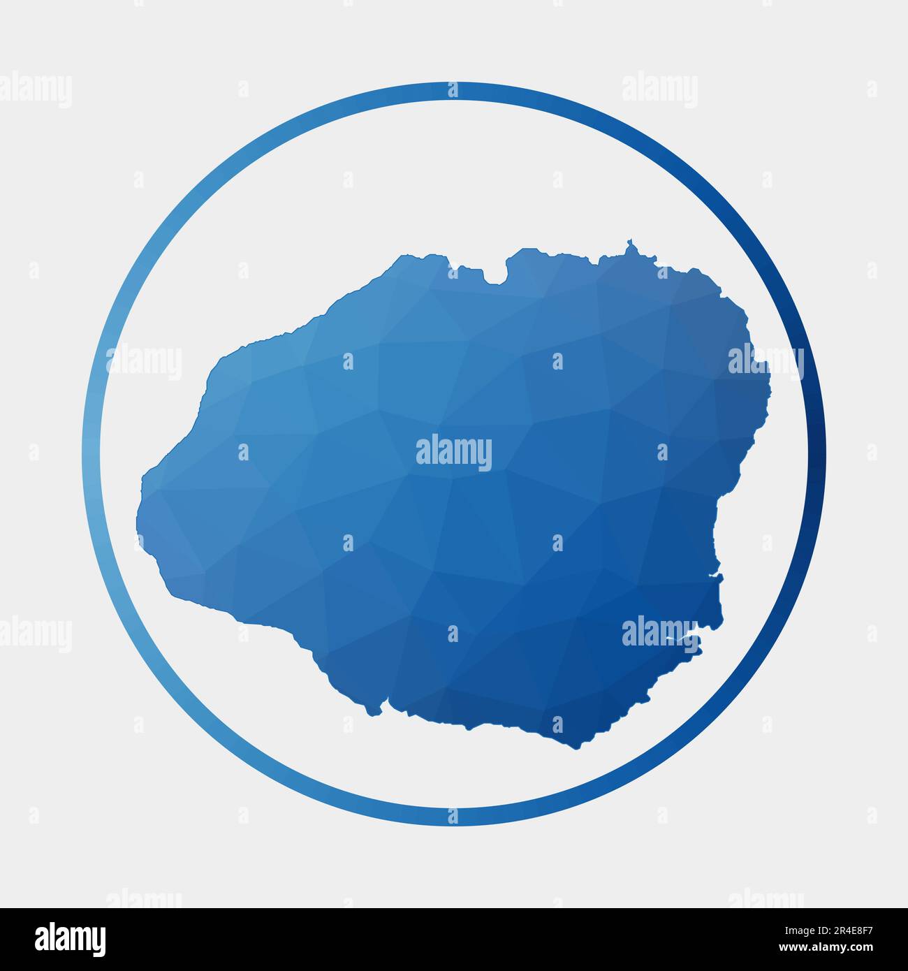 Kauai icon. Polygonal map of the island in gradient ring. Round low ...