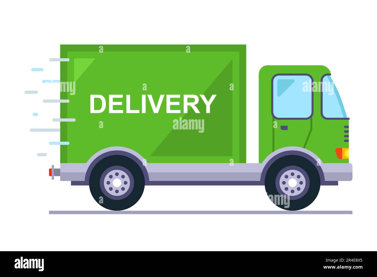 green truck for the transport of goods. flat vector illustration Stock