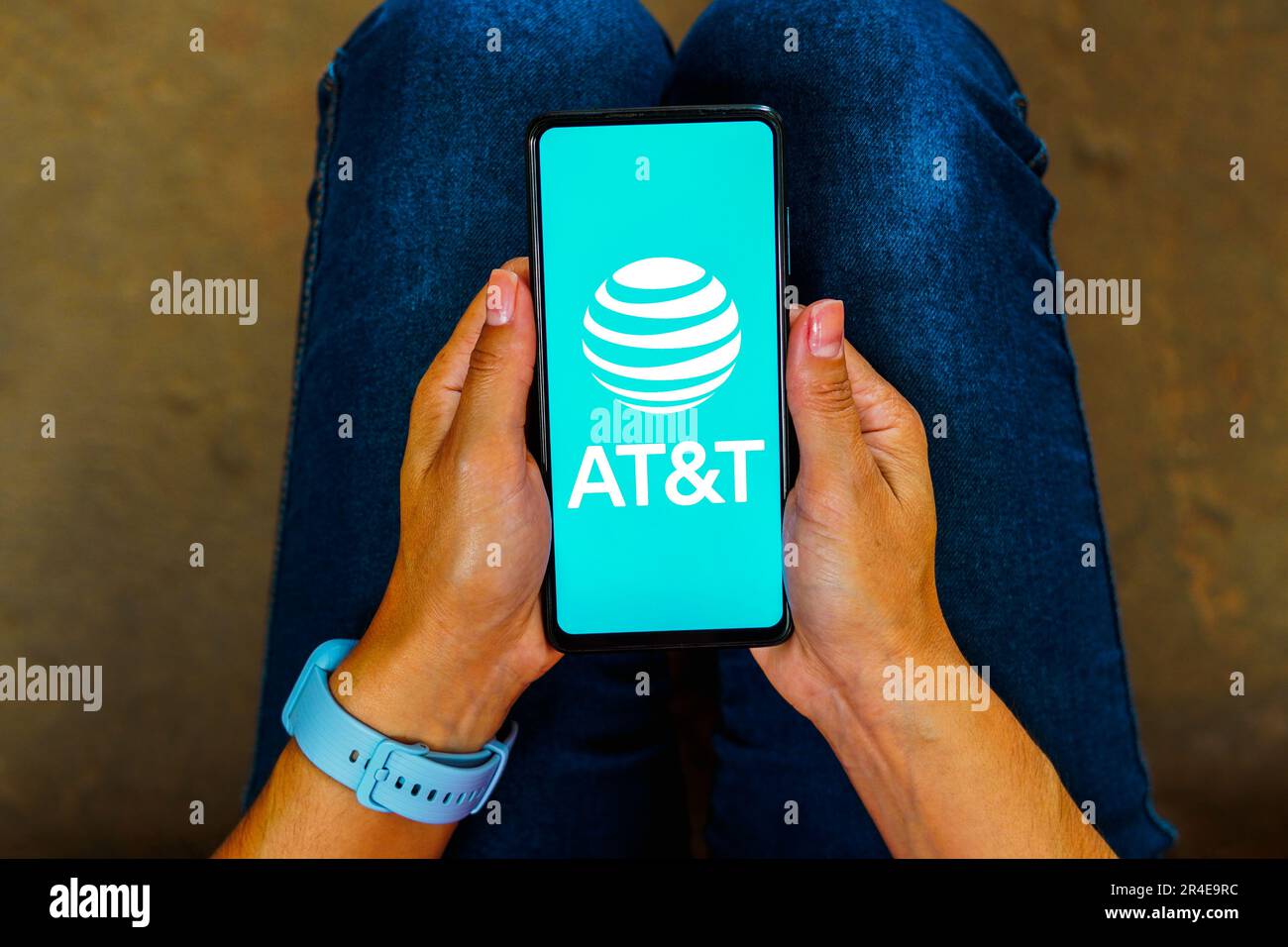 In this photo illustration, the AT&T logo is displayed on a smartphone ...