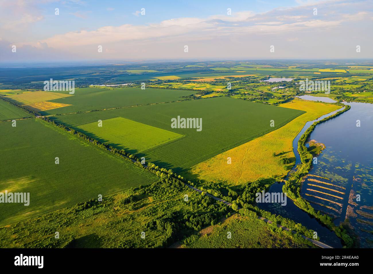 Drone shot river small town hi-res stock photography and images - Alamy