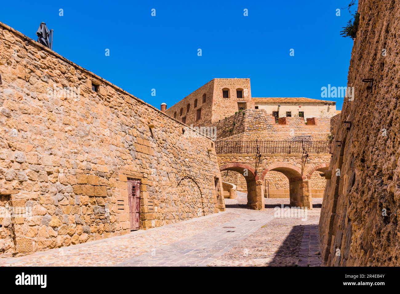 The Hornabeque Moat is one of the most outstanding places in the Spanish citadel of Melilla la Vieja, in Melilla. It is located at the western end of Stock Photo
