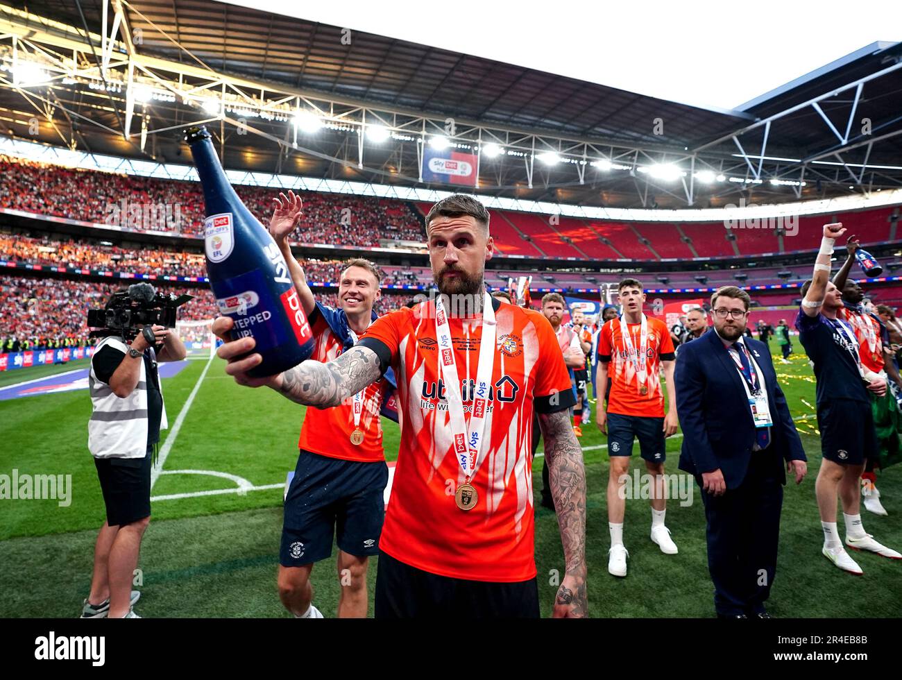 Luton Town's Sonny Bradley Celebrates After Winning The Sky Bet ...