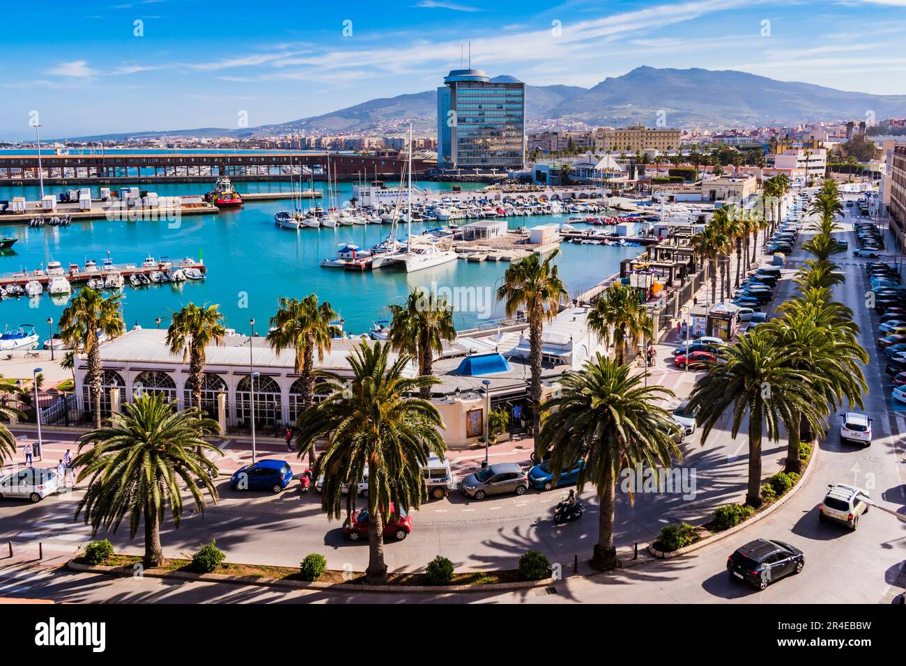 Panoramic view of the port. Melilla, Ciudad Autónoma de Melilla, Spain, África, EU. Stock Photo
