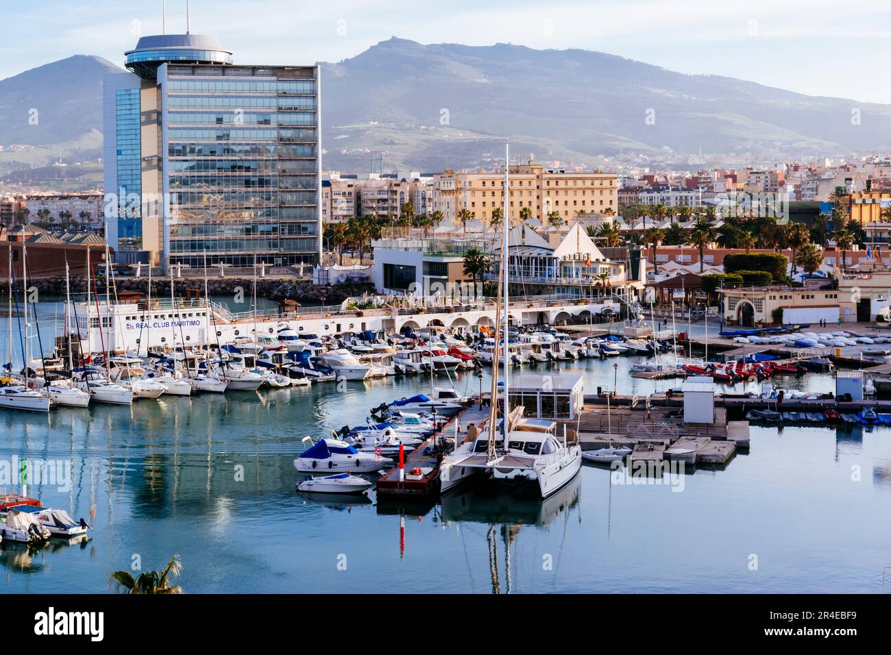 Panoramic view of the port. Melilla, Ciudad Autónoma de Melilla, Spain, África, EU. Stock Photo