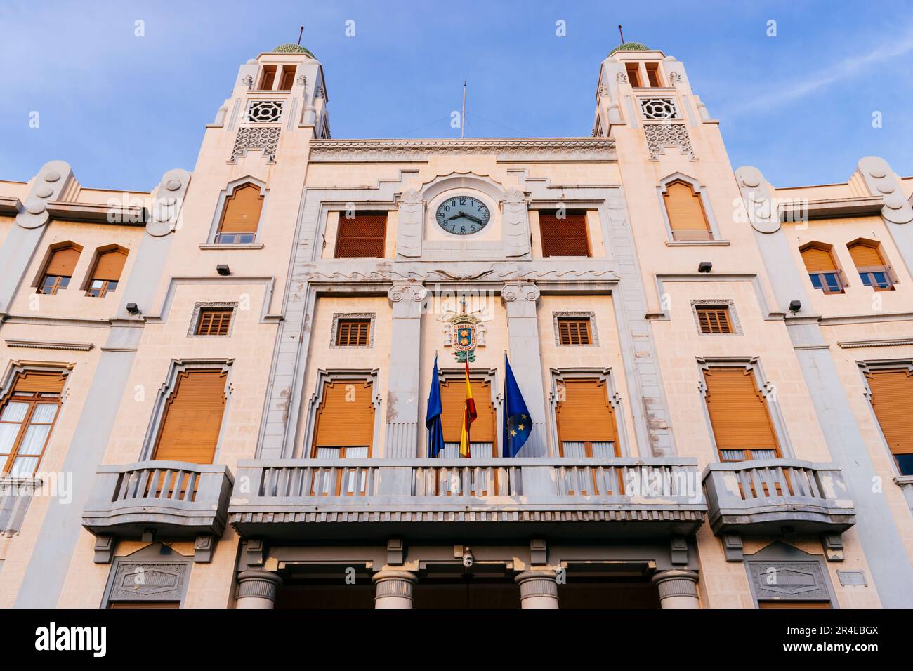 The Palace of the Assembly, formerly the Municipal Palace, sometimes called the Town Hall, is an art deco building from the Modernist Enlargement of t Stock Photo