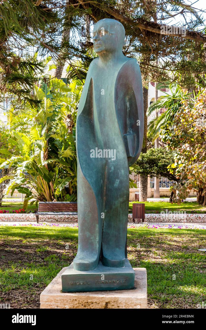 ribute to Melilla poet Miguel Fernández. Parque Hernández, Melilla, Ciudad Autónoma de Melilla, Spain, África, EU. Stock Photo