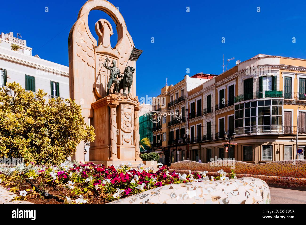 Fascist Architecture. Monument to the Heroes of Spain, a tribute to those who fell in the Spanish Civil War, was built in 1941 according to the design Stock Photo