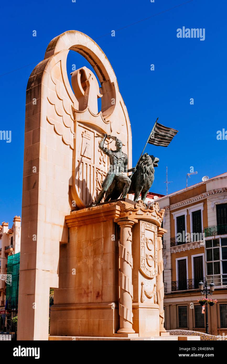 Fascist Architecture. Monument to the Heroes of Spain, a tribute to those who fell in the Spanish Civil War, was built in 1941 according to the design Stock Photo