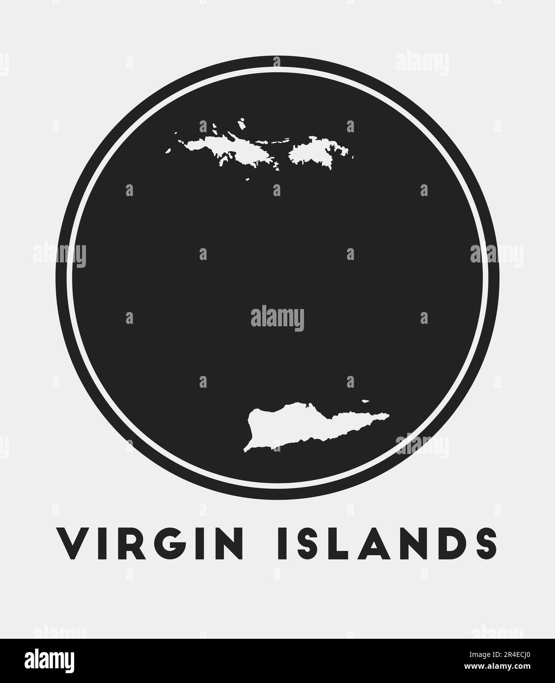 Virgin Islands icon. Round logo with island map and title. Stylish ...