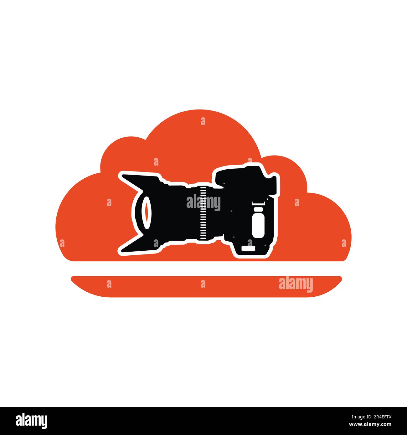 Camera and cloud icon. Flat color design style. Vector illustration. Stock Vector