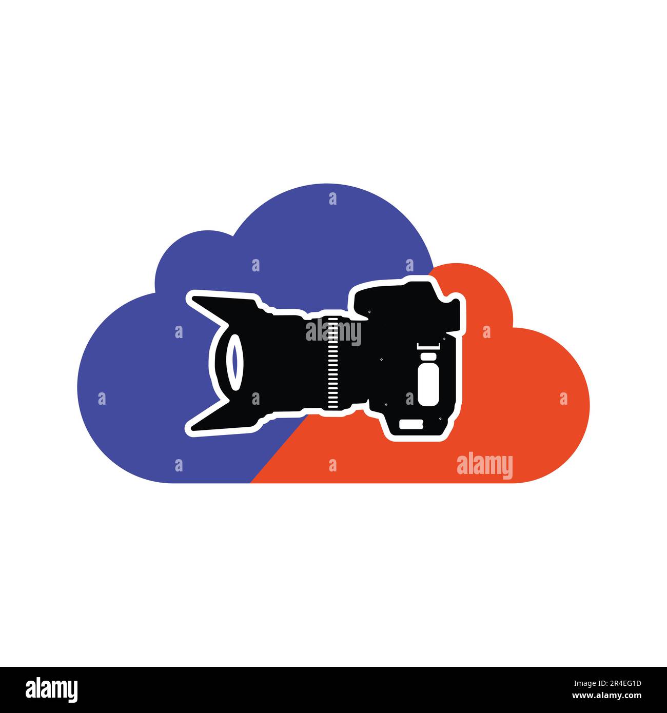 Camera and cloud icon. Flat color design. Vector Illustration. Stock Vector