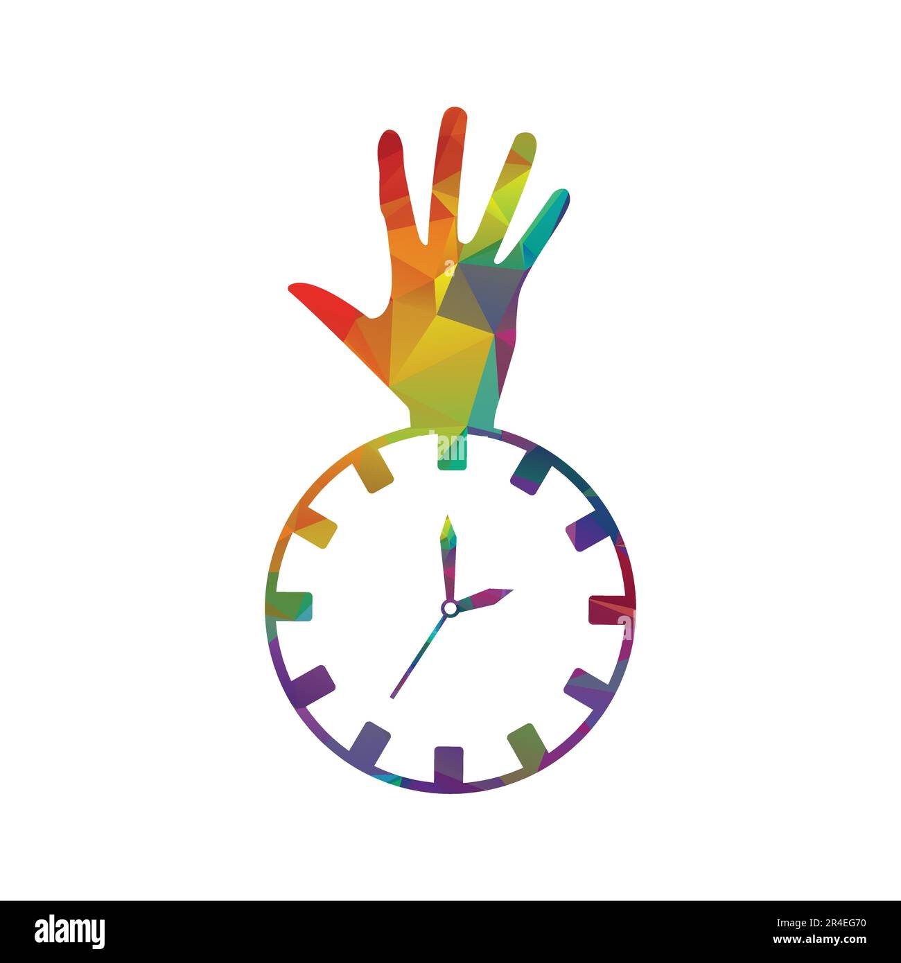 wall watch with hand design time vector clock illustration Stock Vector