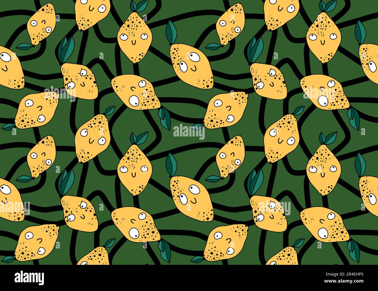 Summer cartoon fruit seamless monster lemon pattern for wrapping paper ...