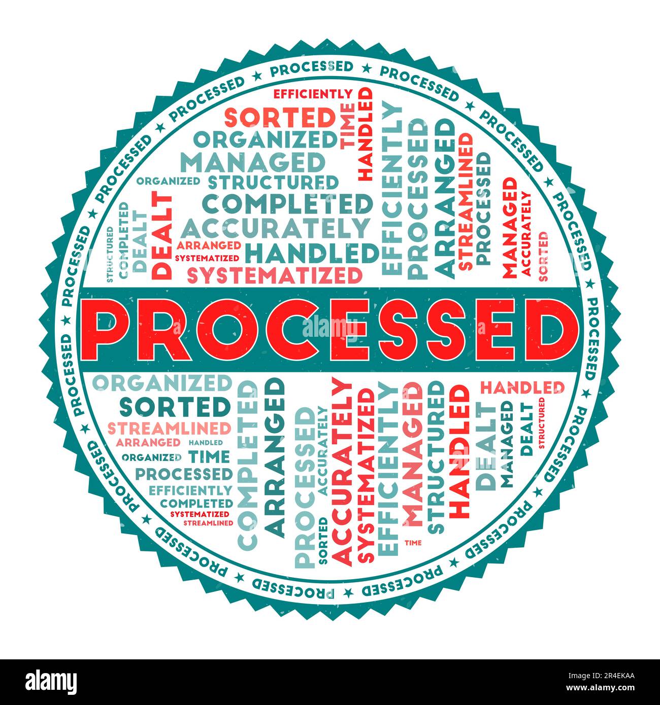 PROCESSED word image. Processed concept with word clouds and round text