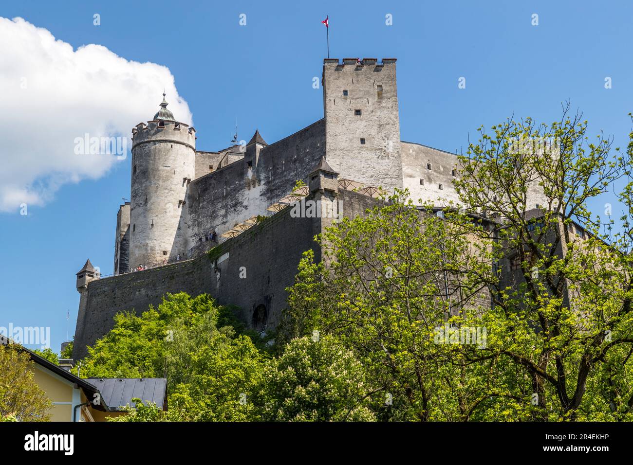 The Hohensalzburg Fortress, together with the Old Town of Salzburg, is a Unesco World Heritage Site. Salzburg, Austria Stock Photo