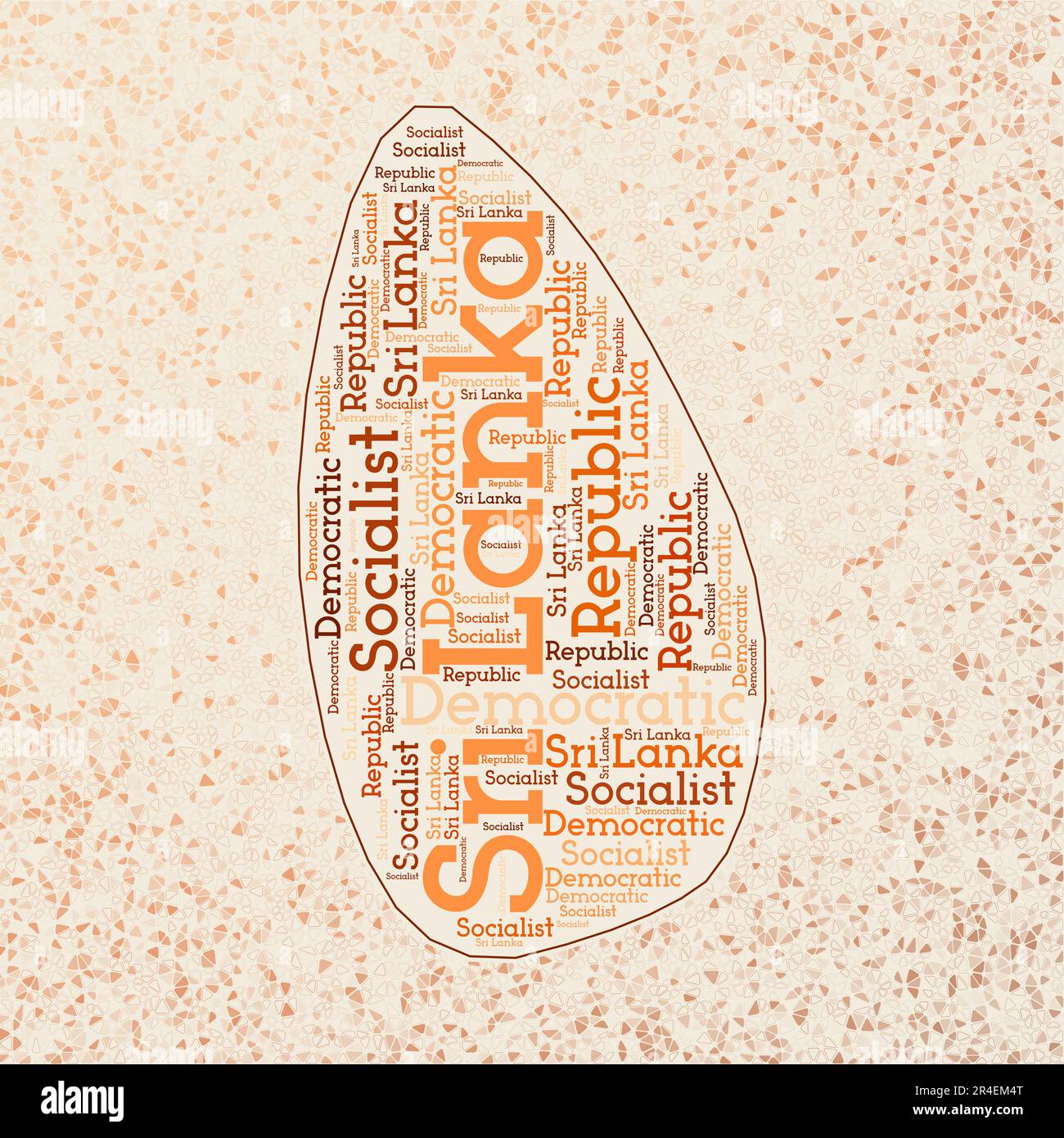 Sri Lanka shape with country names word cloud in multiple languages ...