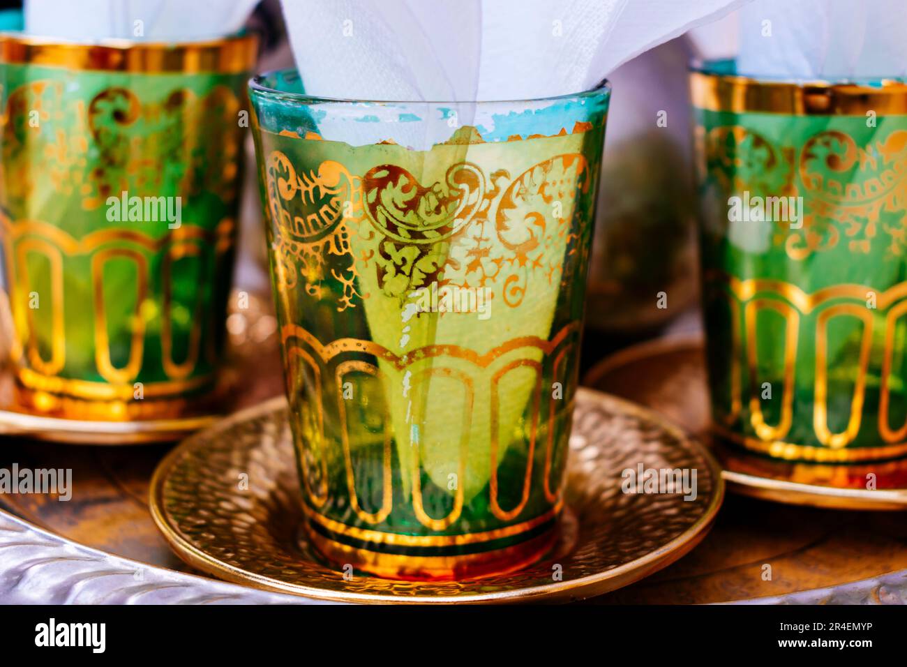 Moroccan tea glasses. Melilla, Ciudad Autónoma de Melilla, Spain, África, EU. Stock Photo