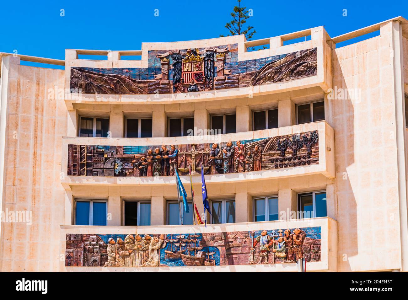 Ceramic murals in the Office of Information and Attention to the Citizen (OIAC). Melilla, Ciudad Autónoma de Melilla, Spain, África, EU. Stock Photo