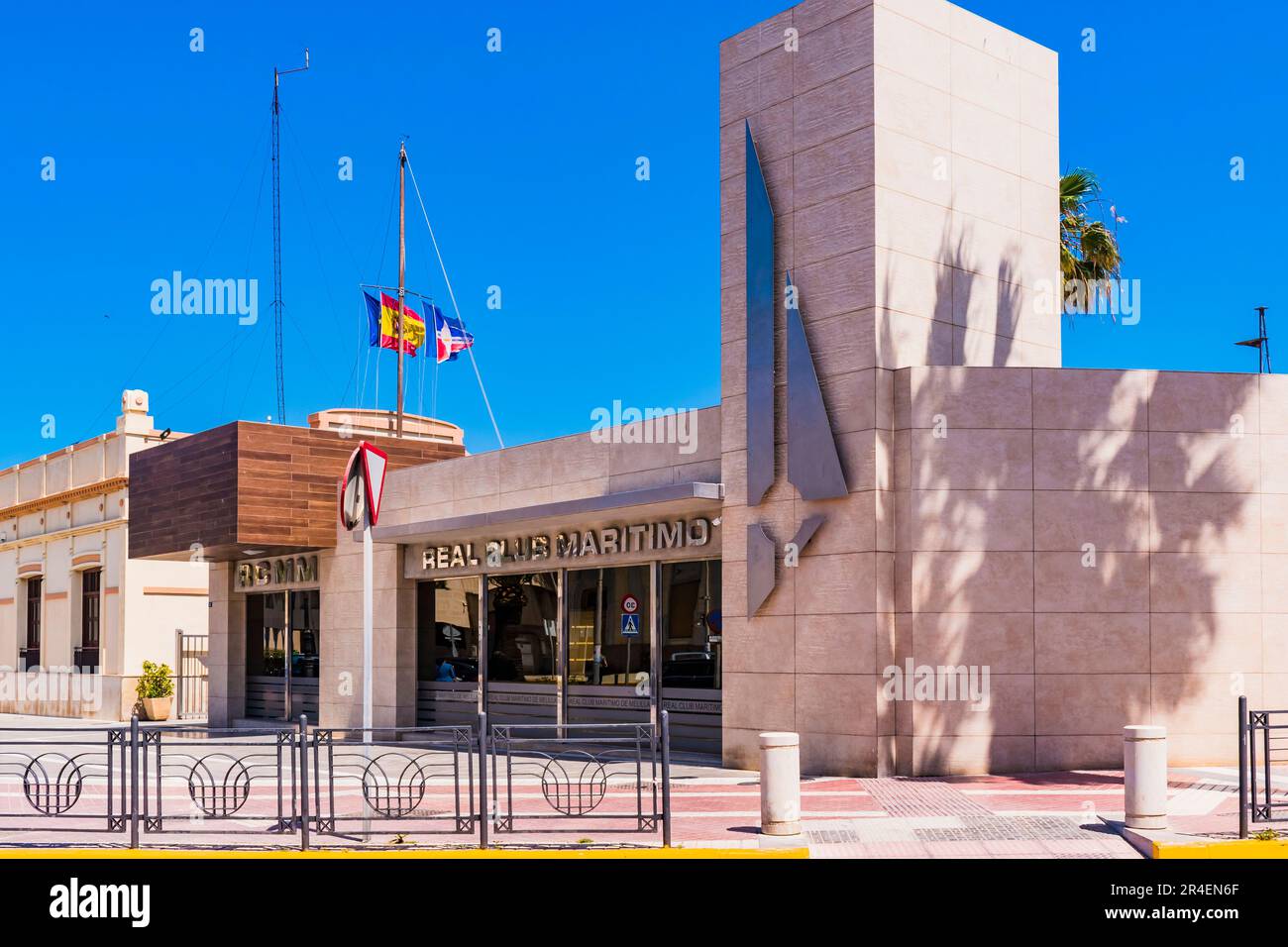 Facade of the Royal Maritime Club of Melilla. Melilla, Ciudad Autónoma de Melilla, Spain, África, EU. Stock Photo