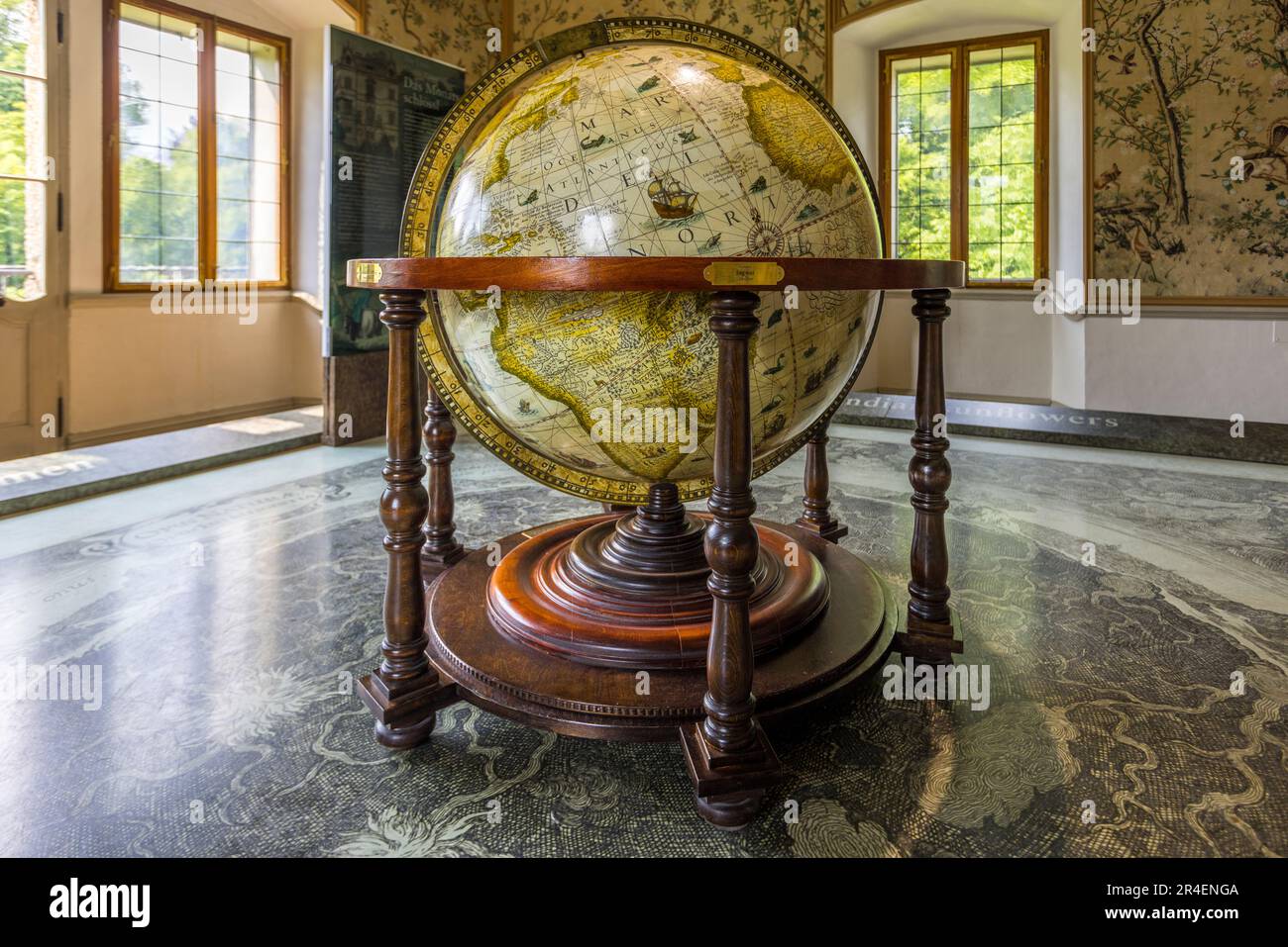 Replica of a historical globe from 1613 in the museum of Hellbrunn Palace in Salzburg, Austria Stock Photo