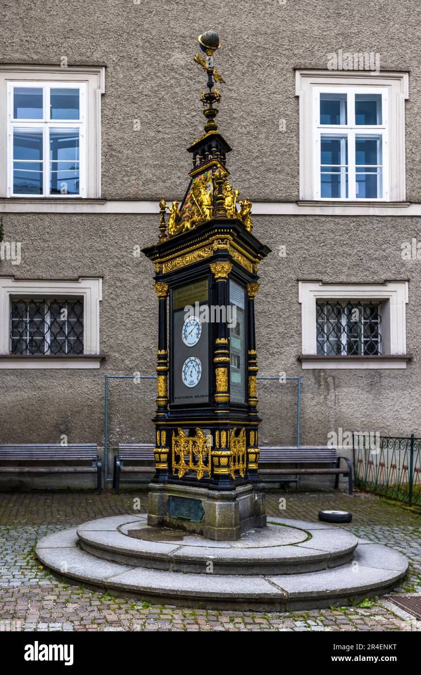 The listed weather station exists at the Old Market since 1888. Salzburg, Austria Stock Photo