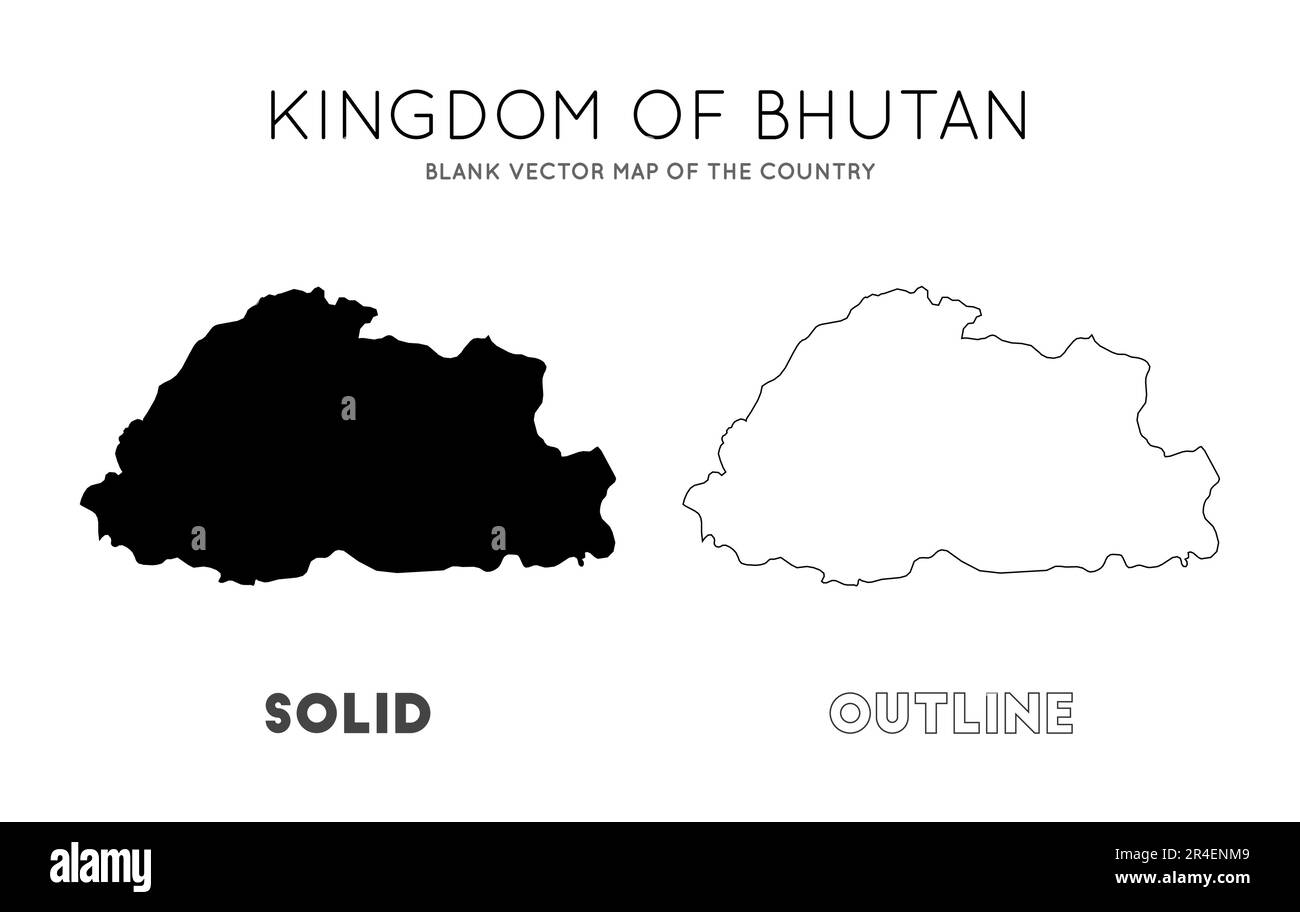 Bhutan map. Blank vector map of the Country. Borders of Bhutan for your infographic. Vector illustration. Stock Vector