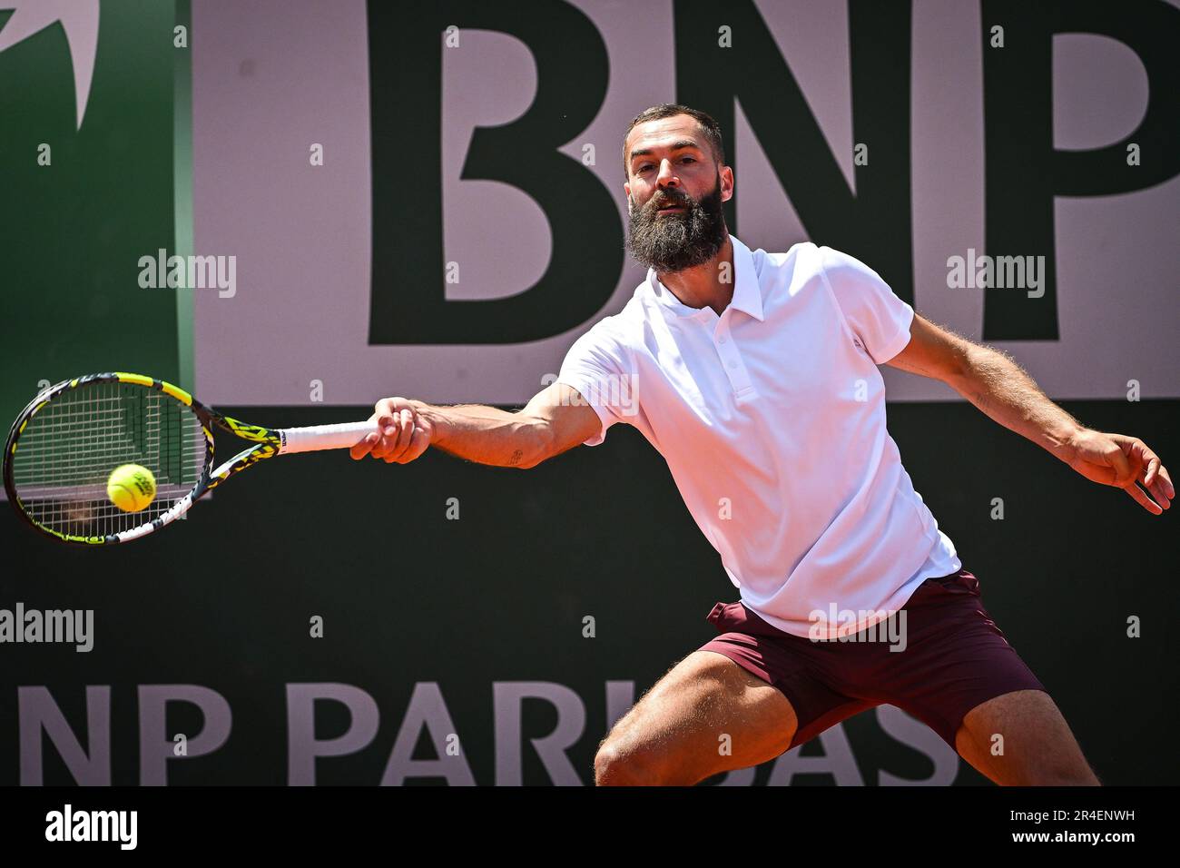 Benoit PAIRE of France during an exhibition match of Roland-Garros 2023,  Grand Slam tennis tournament,