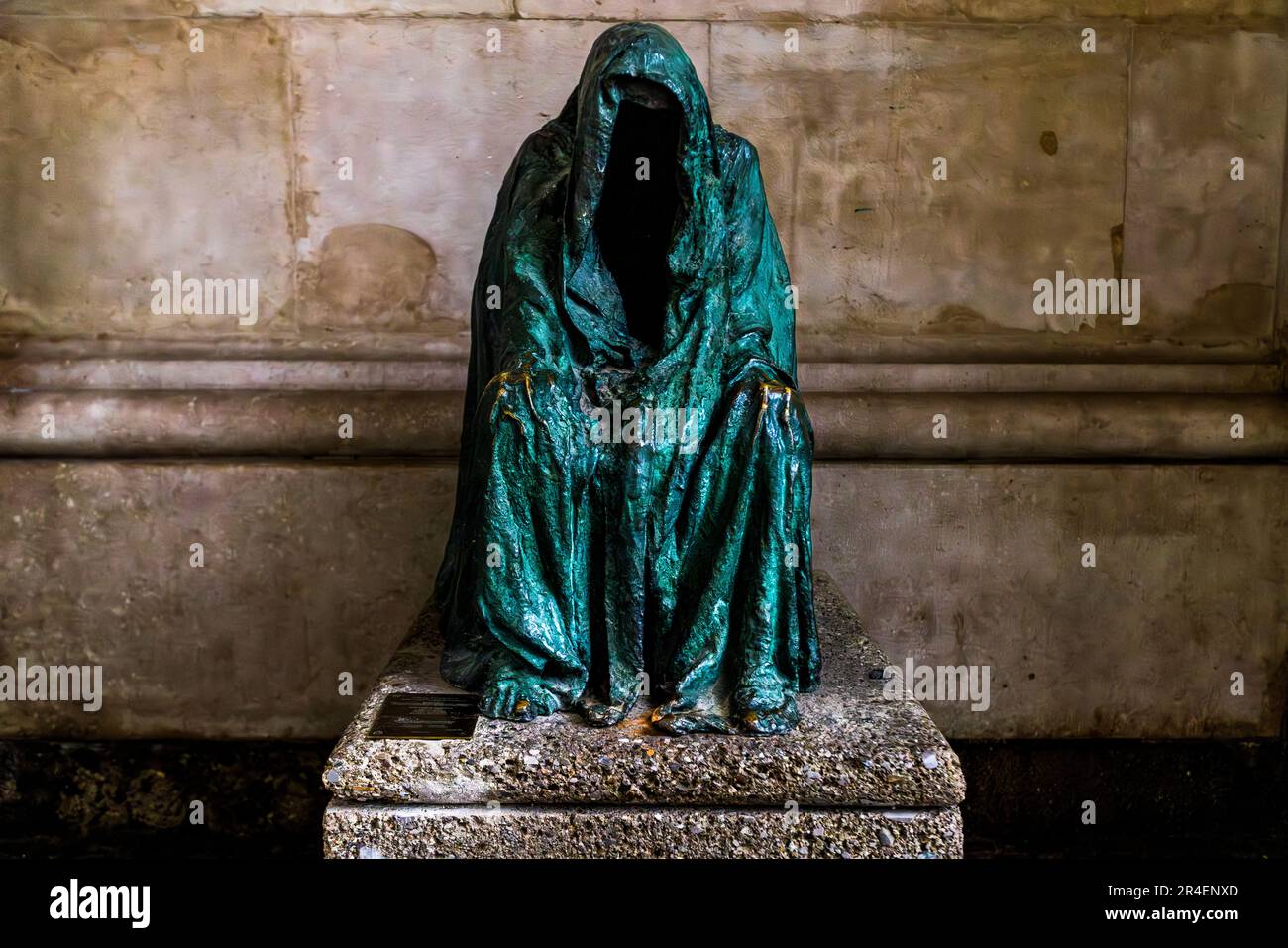 Sculpture Pietà by Anna Chromy represents a coat without content in Salzburg, Austria Stock Photo