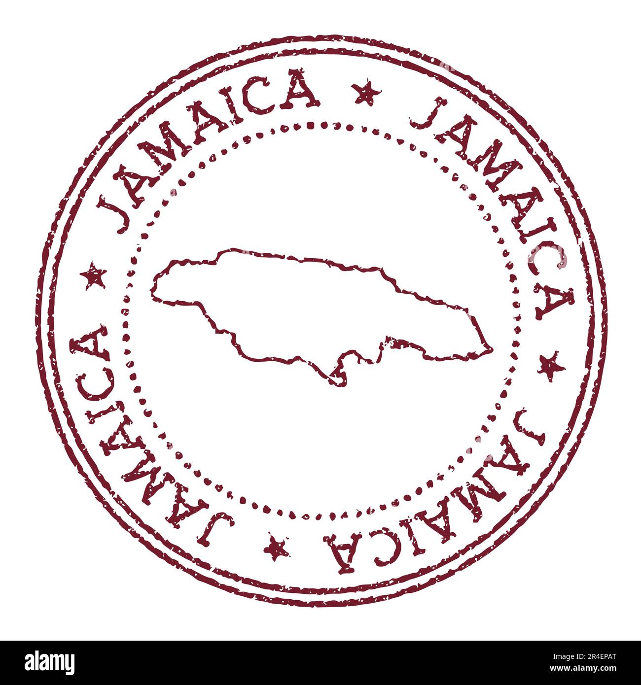 Jamaica round rubber stamp with country map. Vintage red passport stamp ...