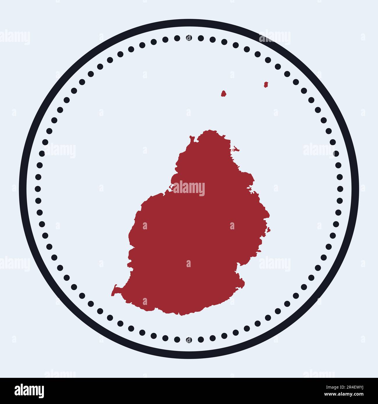 Mauritius round stamp. Round logo with island map and title. Stylish