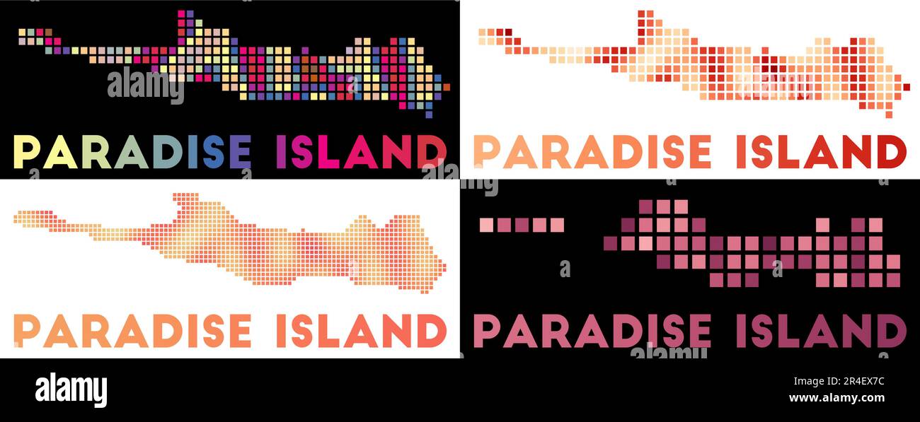 Paradise Island map. Collection of map of Paradise Island in dotted 